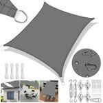 Laneetal Sun Shade Sail Waterproof Outdoor Rectangular Awning,98% UV Block Shade Cover Canopy with Free Rope Perfect for Patio Garden Yard Backyard,2X3m, Grey