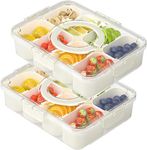 2PCS Snack Box Container 13.7Inch Large Size, Travel Car Snackle Box, Snack Box Charcuterie Container, Divided Serving Travel Snack Tray with Lid for Candy, Fruits, Nuts - 8 Compartments