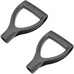 2 Pcs D shaped Steel Shovel Handle Plastic Grip Shovel Handle Replacement Spades Forks for Garden Snow Removal Digging Raking Tool Black