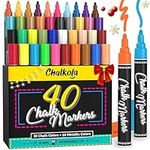 Chalkola Liquid Chalk Pens for Blackboard, Chalkboard, Whiteboard, Window, Labels, Glass, Board - Pack of 40 (Neon, Pastel & Metallic) Paint Colours - Wipeable Chalk Markers - 6mm Reversible Tip