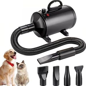 AHWOiHS Dog Hair Dryer - 2800W Professional Pet Grooming Dryer with 4 Nozzles for Dog & Cat (Black)