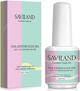 Saviland Nail Glue Gel - 4-in-1 UV Nail Glue Gel for Nails (Curing Needed), 15ML Professional Nail Glue for Acrylic Nails Nail Glue for Fake Nails Nail Glue for Press on Nails