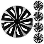 YOLOCKEY 4-Pack Silver Hubcap Wheel Cover Replacement 16Inch Hub Caps Universal Wheel Rim Cover ABS Material Exterior Accessories for Car Trunk SUV