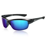 ICECUBE AVENTO Polarized Sports Sunglasses - UV400 & Anti-Slip, Lightweight for Driving, Running & Golf - Unisex (BLK/Blue)