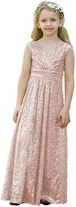 Bow Dream Little Girls Dress Dress for Girls Sequins Party Dress, Rose Gold, 14