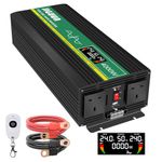 JIGUUN 4000W Pure Sine Wave Inverter DC 24V to 240V 230V AC with LCD Display,2 AC UK Outlets and 1 USB port-Wireless remote control-for RVs, trucks, camping, emergencies, etc.