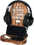 CryCarrot Gamer Gifts for Teenage Boys, Gaming Headphone Stand for Men, Gaming Room Decor Wooden Headset Holder, Son Boyfriend Husband Game Lover Gifts -Sorry I Can't Hear You I'm Gaming