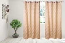 Home- The Best is for You Cotton Self Design/Woven Grommet Heavy Fabric Curtains - Pack of 2 (Beige_Ogee, 5 Feet_Window)