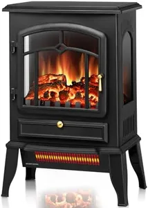 ZAFRO Freestanding Electric Fireplace Stove, Small Electric Fireplace Heater with Thermostat Control, 3D Realistic Flame,1000W/1500W & Overheating Protection