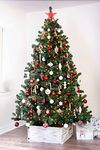 Large Wooden Christmas Tree Skirt (Fits 6ft-9ft trees - 3 colours available) (White & Gold)