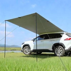 FEIWOOD GEAR Portable Car Awning for SUV, Vehicle Awning for Camping Van Truck, Needn't Roof Rack Hardwares Waterproof UV50+ Army Green 10 x 6.56 ft