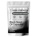 Nature's Blends Ethiopian Black Seed Oil Capsules 500mg – Cold Pressed Nigella Sativa with Thymoquinone – Supports Hair, Skin, Immune & Joint Health – 60 Softgels
