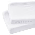 Organic Cotton Changing Pad Cover, Diaper Changing Table Pad Covers 2 Pack, Jersey Knit Super Soft & Stretchy Cradle Sheets for Baby Boys Girls, 32" x 16" x 4", White