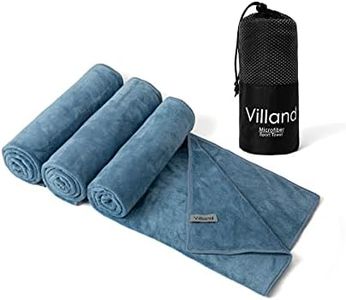 Villand 3 Pack Microfiber Sport Towels, 450 GSM Ultra Thick Fast Drying Super Absorbent Multi-Purpose Gym Sweat Towel, 50 x 80 cm with Carry Bag (Blue)