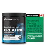 Vitasave Micronized Creatine Monohydrate Powder – 100% Pure Creatine for Muscle Growth, Strength & Performance – Fast-Absorbing, Ultra-Fine & Unflavored – Vegan, Non-GMO – 100 Servings (500g, Made in Canada)