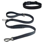 Misthis Bungee Dog Leash - 4-6FT Dog Leash Reflective Dog Walking Leash with Car Seat Belt Buckle for Medium and Large Dogs Durable 2 Padded Handles (Black)