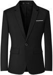 Mylldey Men's Blazers Slim Fit Business Casual Suit Men Sport Coat One Button Travel Blazer Lightweight Suit Jacket(Black-XL)