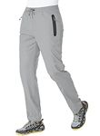 BGOWATU Men's Athletic Running Pants Lightweight Quick Dry Jogging Hiking Casual Outdoor Sports Sweatpants with Zipper Pockets Light Grey Size L