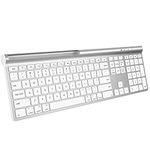 CHESONA Wireless Bluetooth Keyboard, Bluetooth/Wired Dual-Mode Keyboard for MacBook Air/Pro/iMac, Ultra-Slim Rechargeable, Silent Full-Size Keyboard for MacOS/iPadOS/iPhone OS,Silver White