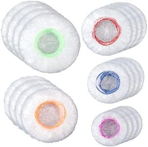 200 Pcs 5 Size Plastic Bowl Covers with Elastic Bulk Reusable Bowl Covers Disposable Food Covers Storage Cover Plastic Wrap for Leftovers Family Outdoor Picnic (Vivid Colors)