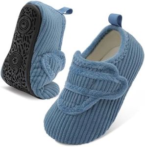 LeIsfIt Toddler Slippers Boys Girls House Shoes Soft Warm Kids House Slippers Slip on Cozy Bedroom Sock Shoes Non-slip Indoor Outdoor Slipper Shoe, Cyan 3.5-4.5 Infant