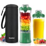 Portable Blender Personal Juicer with Insulated Sleeve for Shakes and Smoothies - 20 OZ Mini Blender Cup with 6 Blades, Travel Lid, USB Rechargeable - Small Blender for Kitchen, Travel, Office, Gym