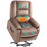 HOMCOM Power Lift Riser and Recliner Chair with Vibration Massage and Heat, Velvet Fabric Electric Recliner Armchair for Elderly with Remote Controllers, Side Pocket, Quick Assembly, Brown