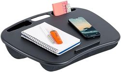 LAPGEAR MyDesk Lap Desk with Device Ledge and Phone Holder - Black - Fits up to 15.6 Inch Laptops - Style No. 44448