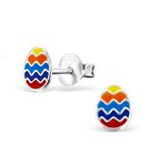 Easter Egg Earrings .925 Sterling Silver Rainbow