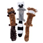 ZippyPaws Skinny Peltz - Chipmunk, Lemur, Monkey - No Stuffing Squeaky Dog Toys, Unstuffed Chew Toy for Small & Medium Breeds, Bulk Multi-Pack of 3 Soft Plush Toys, Flat No Stuffing Puppy Toys - 18"