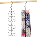 OMHOMETY Scarf Hanger for Closet, 20 Large Capacity Scarf Organizer, Space Saving Scarf Holder Hijab Rack Closet Organizers and Storage, Black 1 Pack