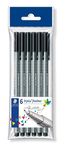 STAEDTLER 334-9 PB6 Triplus Fineliner Superfine Pen, 0.3mm Line Width - Black (Polybag of 6)