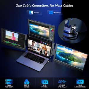 KPKUE 14" Triple Screen Extender – Portable Laptop Monitor