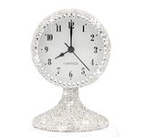 CARCHILE Luxury Rhinestone Alarm Clock Morning Call Super Silent Non Ticking Handmade Fashion Design for Bedroom Houseroom Living Room Desk Cute As Gi