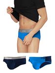 XYXX Men's Underwear Dualist IntelliSoft Antimicrobial Micro Modal Brief Pack of 3 (Brilliant Blue ; Black Iris ; Brilliant Blue & Black Iris; L)