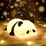 Birnetek Children's Night Light, Panda Lamp, Dimmable, Cute Panda Led Bedside Lamp, Rechargeable With Timer, Sleeping Lamp For Children, Silicone Night Lamp For Children's Room (Panda,White & Black)