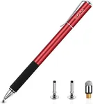 Mixoo Stylus Pens for Touch Screens - Disc & Fiber Tip 2 in 1 High Sensitivity Universal Stylus for iPad, iPhone, Tablets and Other Capacitive Touch Screens (Red)