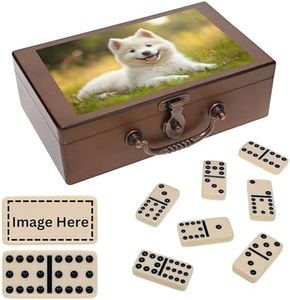 WE Games Custom Image Print Double 12 Dominoes in Wooden Treasure Box, Dominoes Set for Adults, Personalized Gifts