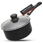 Hamilton Beach HAA111 Nonstick Aluminum Sauce Pan with Soft Touch Bakelite Handle & Lid, Black