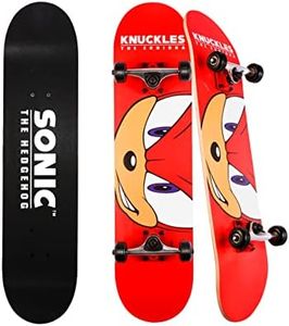 Sakar Sonic The Hedgehog Knuckles Skateboard with Printed Graphic Grip Tape. Great for Kids and Teens Cruiser Skateboard with ABEC 5 Bearings, Durable Deck, Smooth Wheels