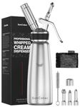 Whipped Cream Dispenser, Stainless Steel Cream Whipper with 3 Nozzles, 1 Brush and 1 Storage Bag, 500 mL, N2O Chargers Not Included, Dishwasher Safe