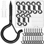 Mckanti 30 Pack Screw Hooks for Outdoor String Lights, Outdoor Hooks for Light Eye Hooks Screw in Cup Hooks Ceiling Hooks with Safety Buckles Q-Hanger Hooks for Plants Christmas Light