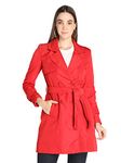 HONNETE Red Color Women's Double-Breasted Long Coat for Winter