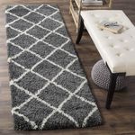 STARAR Decor Modern Fluffy Fur Rug & Polyester Shaggy Anti Slip Carpet for Living Room, Carpet for Kids Room, Kitchen, Hall, and Cabins, Bedside Runner (2x5 Feet, Grey Box)