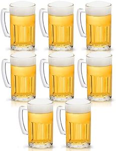 COKTIK 8 Pack Heavy Large Beer Glasses with Handle - 20 Ounce Glass Steins, Classic Beer Mug glasses Set