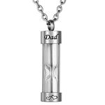 COCO Park Cylinder Hourglass Memorial Keepsake Cremation Jewelry Urn Pendant Necklace for Ashes Dad