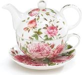 Porcelain Rose Teapot and Teacup for One