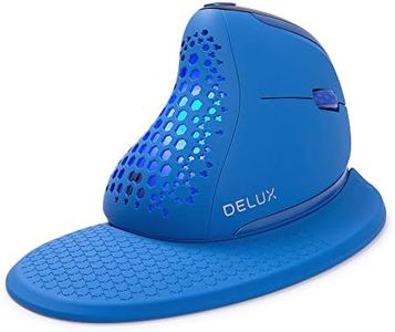 Delux M618XSD Blue Seeker Ergonomic Mouse Wireless, Vertical Mouse with OLED Screen and Thumb Wheel, Connect up to 4 Devices, 7200DPI, Programmable, Rechargeable, Mute Click