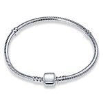 Pandach 925 Sterling Silver Clear CZ Clasp Snake Chain Bracelet Basic Charm Bracelets Fit Any Charm, with for Teen Women