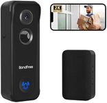 BondFree Wireless Doorbell Camera, 2K HD Video Doorbell, 5200mAH Battery, 2.4GWIFI, 2-Way Audio, Night Vision, Cloud SD Card Storage, Compatible with Alexa,Google Assistant.